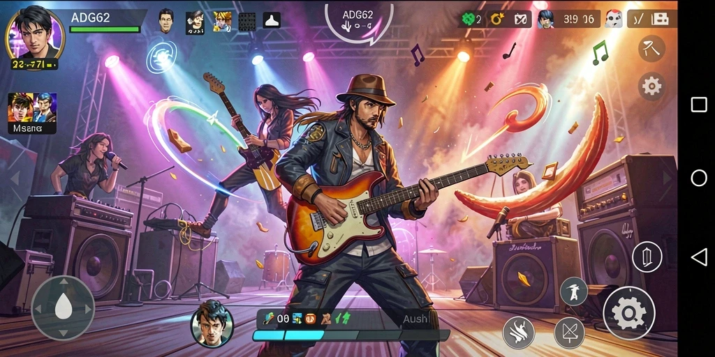 Tampilan gameplay ADG62 yang seru dan interaktif dengan lagu-lagu favorit.
