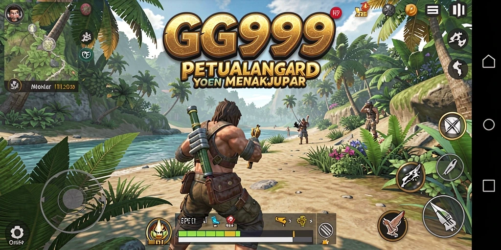 Screenshot utama GG999 menampilkan petualangan seru di dunia terbuka.