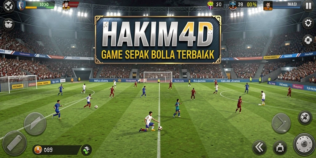 Tampilan gameplay HAKIM4D dengan aksi seru sepak bola.