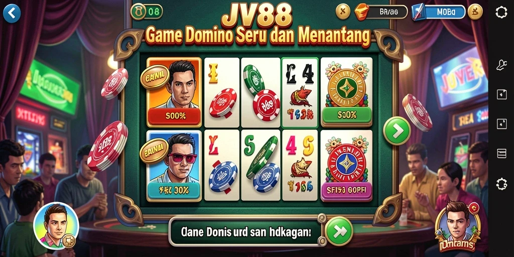 Screenshot gameplay JV88 menampilkan pertempuran Domino yang seru.