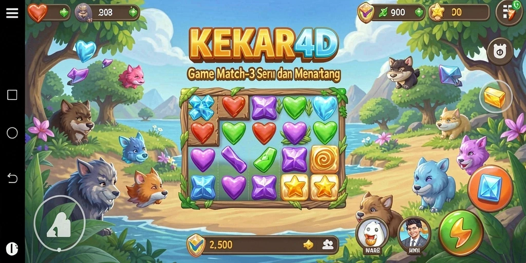 Gameplay seru dan penuh warna di KEKAR4D Match-3.