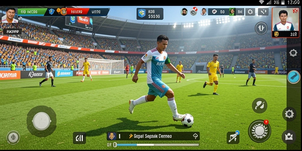 Gameplay menarik dari KKRP dengan suasana pertandingan sepak bola yang realistis.