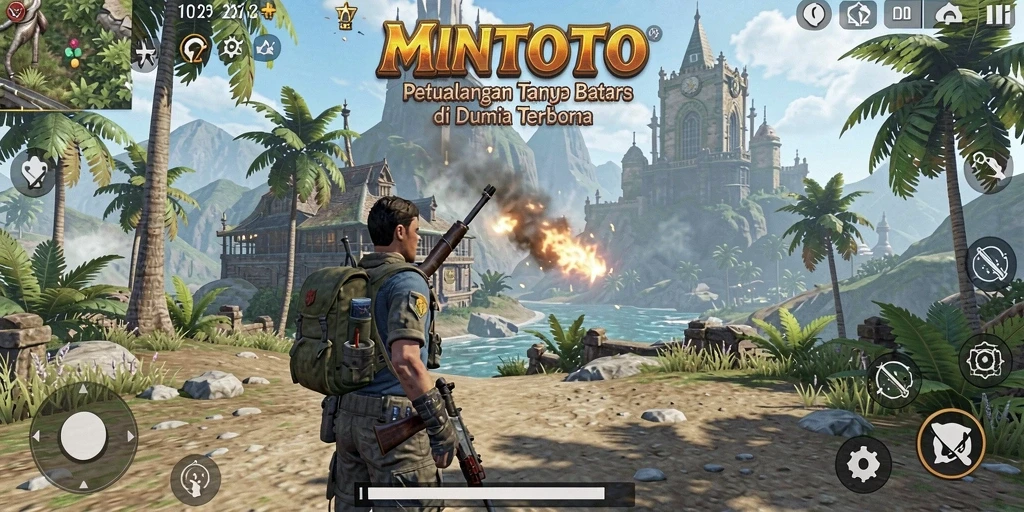 Tangkapan layar MINTOTO yang menampilkan petualangan seru di dunia terbuka.