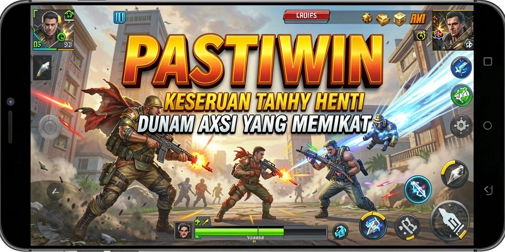 Screenshot gameplay PASTIWIN menampilkan aksi menegangkan dalam pertempuran.